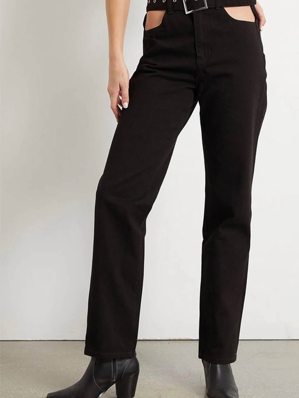 WeWoreWhat Black Straight-Leg High-Rise Jeans